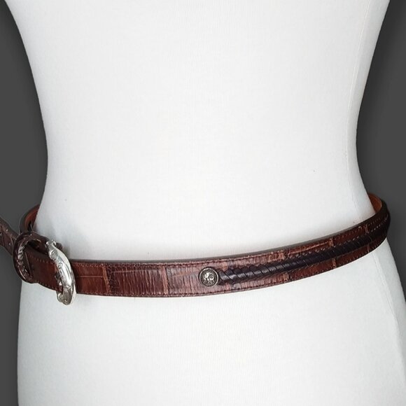 Brighton Western Leather Belt Size Large 34in 2 Tone Brown Black Southwestern